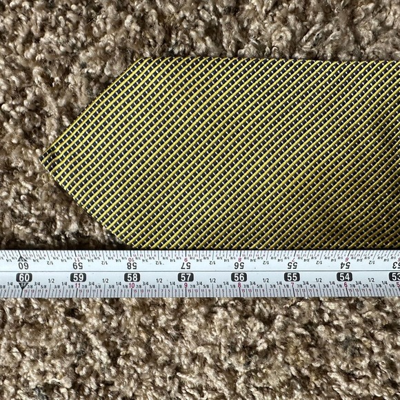 VTG Brooks Brothers Mens Neck Tie Silk Woven Italy USA Yelllow Black Geometric - Picture 5 of 7